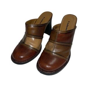 Unlisted‎ Y2K Vintage Chunky Heeled Mules Women’s 8.5 Brown Patchwork Slip-On